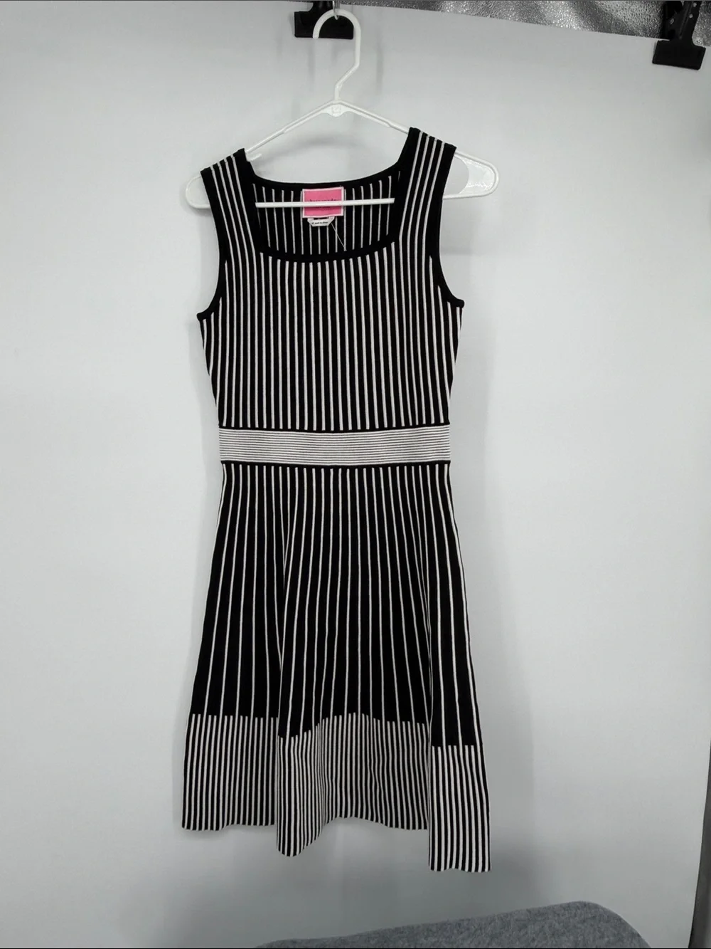$348 KATE SPADE NY XS BLACK WHITE Stripe Sweater DRESS A Line EXTRA SMALL